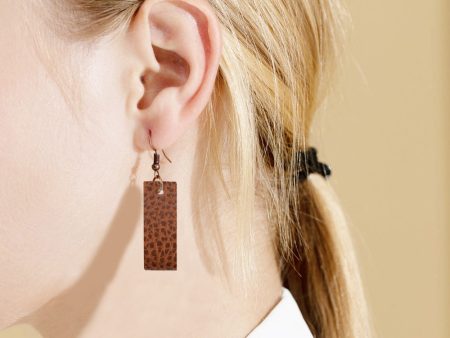 Wholesale Rectangular Lychee Pattern Leather Earrings For Cheap