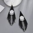 Wholesale Halloween Creative Skull Ghost Handmade Rice Bead Tassel Earrings Online Sale