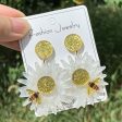 Wholesale Flower Bee Shiny Acrylic Earrings Cheap