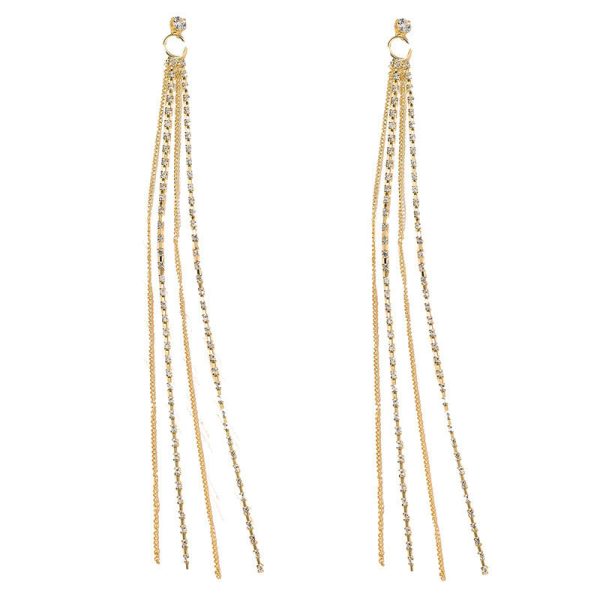 Wholesale Diamond Tassel Palace Style Long Geometric Earrings Fashion