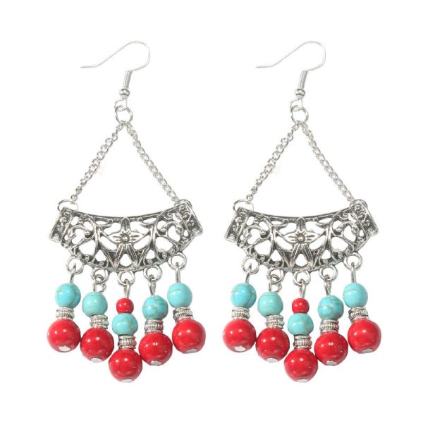 Wholesale Bohemian Tassel Turquoise Vintage Earrings For Discount