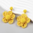 Wholesale Raffia Fabric Woven Elegant Flower Earrings For Sale