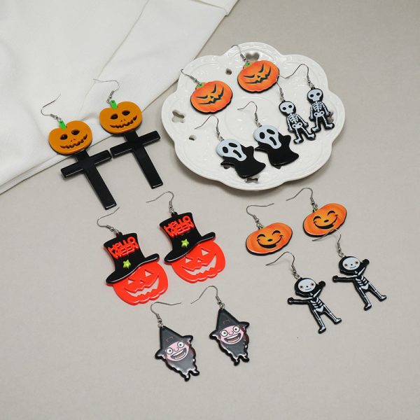 Wholesale Halloween Series Funny Creative Acrylic Earrings Hot on Sale