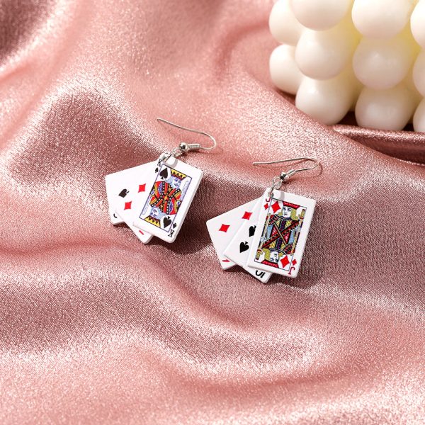 Wholesale Funny Playing Cards Simulation Earrings Online Sale