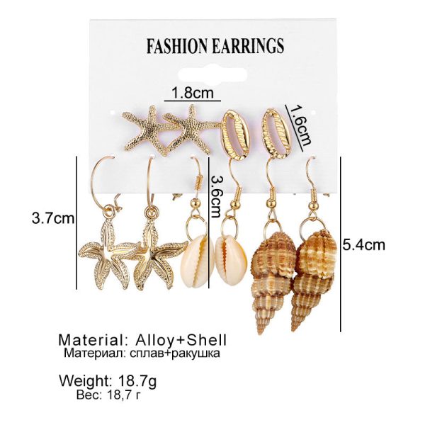 Wholesale Fashion Gold and Silver Natural Shell Scallop Earring Set Sale