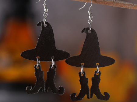 Wholesale Halloween Gothic Witch Hat Boots Acrylic Earrings Hot on Sale