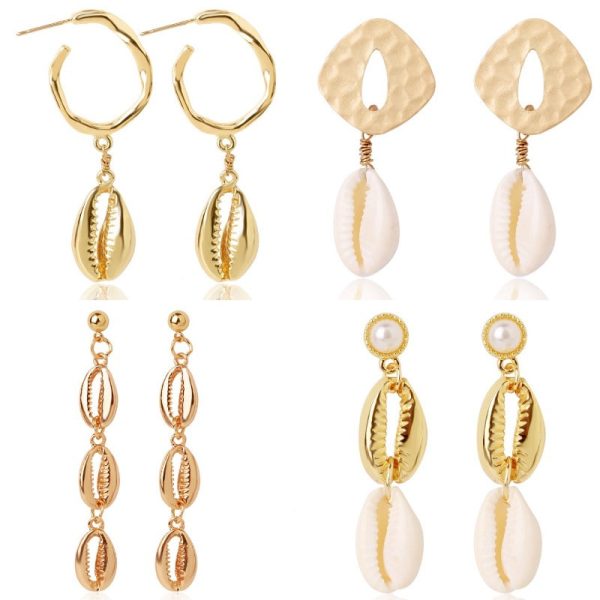 Wholesale Conch Shell Trend Ocean Alloy Natural Shell Earrings Discount