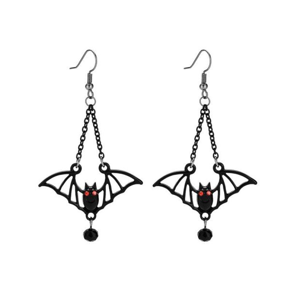 Wholesale Creative Exaggerated Halloween Retro All-match Gothic Black Bat Earrings Online now