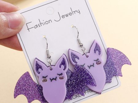 Wholesale Bat Creative Flash Halloween Party Acrylic Earrings Online now