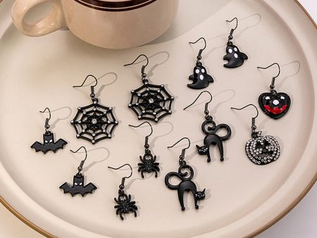 Wholesale Halloween Party Funny Ghost Spider Web Earrings For Discount