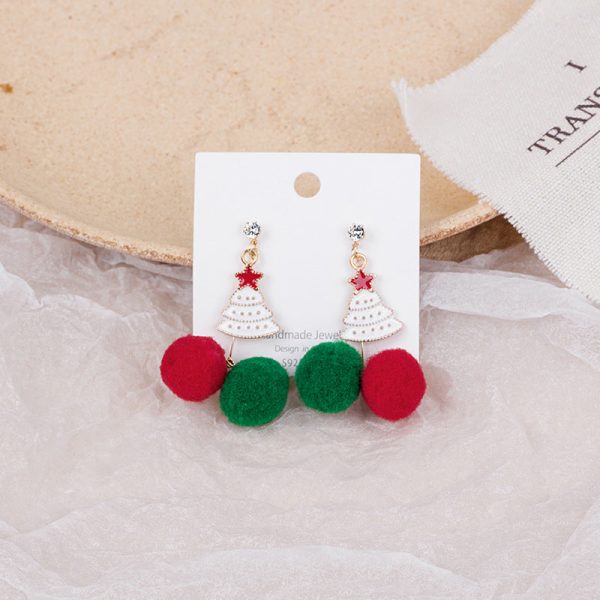 Wholesale 925 Silver Needle Christmas Asymmetric Old Man Gift Candy Snowman Elk Cane Earrings Online