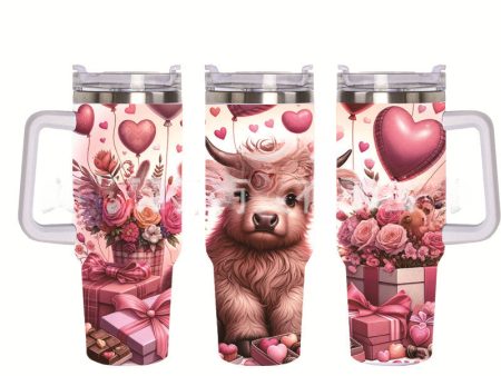 Wholesale Tumbler 40OZ Bull Head 3D Sunflower Car Cup Stainless Steel Straw Tumbler Ice Cup For Sale