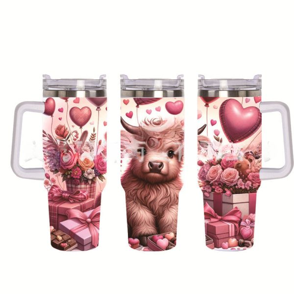 Wholesale Tumbler 40OZ Bull Head 3D Sunflower Car Cup Stainless Steel Straw Tumbler Ice Cup For Sale