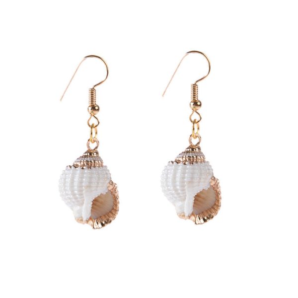 Wholesale Gold-rimmed Ocean Style Conch Seashell Earrings Online