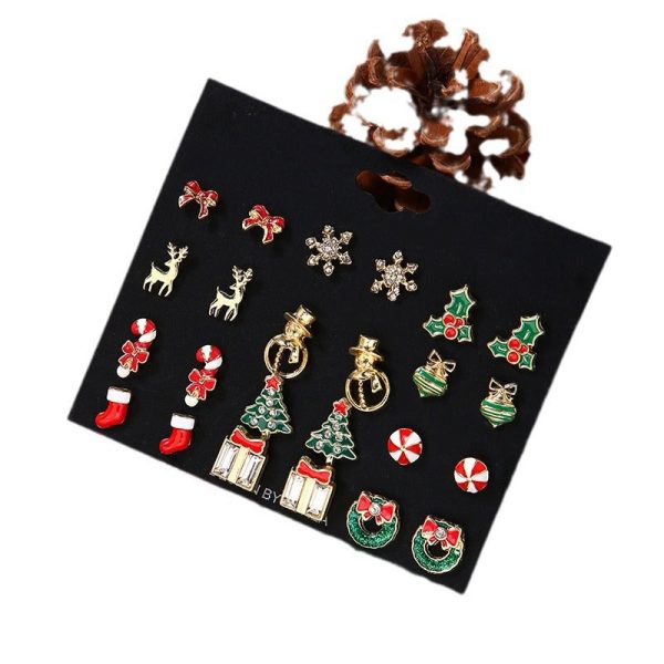 Wholesale Christmas Tree Bow Tie Snowman Gift Socks Snowflake Elk Earrings Set Online Hot Sale