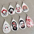 Wholesale Halloween Leather Horror Clown Blood Rainbow Leopard Earrings For Sale