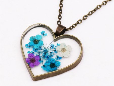 Wholesale 12pcs Resin Dried Flower Specimen Alloy Necklace Hot on Sale