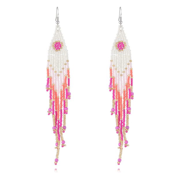 Wholesale Colorful Rice Beads Bohemian Tassel Earrings Online Hot Sale