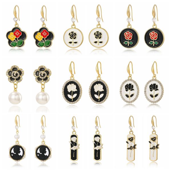 Wholesale Exaggerated Flower Rose High-end Small Fragrance Style Metal Earrings Online