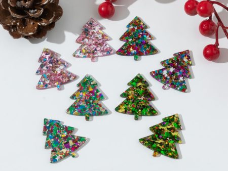 Wholesale 10pcs Acrylic Christmas Tree Earrings Necklace Keychain Material Accessories Online Sale