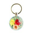 Wholesale 6pcs Hemispherical Glue Dried Flower Keychain Fashion