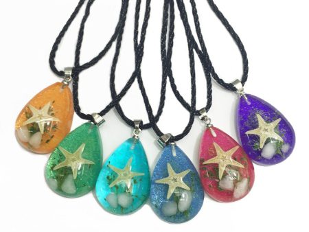 Wholesale 6pcs Natural Starfish Specimen Luminous Stone Necklace For Discount