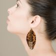 Wholesale Leaf Leopard Leather Crystal Tassel Earrings For Sale