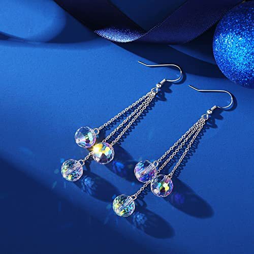 Wholesale Sparkling Disco Girl Party Dance Colorful Glass Crystal 925 Sterling Silver Hypoallergenic Earrings on Sale