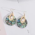 Wholesale Leather Inlaid Round Vintage Abalone Earrings Sale