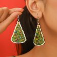 Wholesale Christmas Wood Snowflake Exaggerated Christmas Tree Earrings on Sale