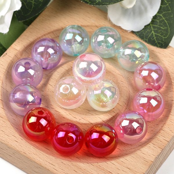 Wholesale 100pcs 16mm Acrylic Through Hole Round Beads Jelly Transparent Color Diy Accessories Beads For Discount