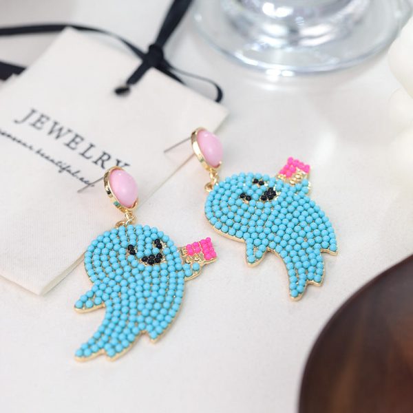 Wholesale Halloween Cute Cartoon Ghost Little Devil Rice Bead Earrings For Sale