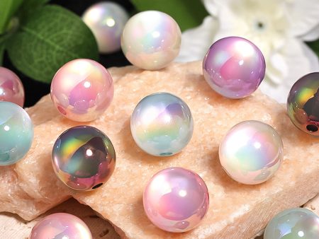 Wholesale 100pcs 16mm UV Coated Resin Cat s Eye Beads Straight Hole Round Beads For Discount