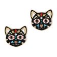 Wholesale Exaggerated Oil-drop Color Black Cat Inlaid with Rhinestone Alloy Earrings on Sale