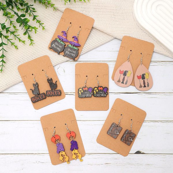 Wholesale Fashion Cat Letter Wood Earrings Online