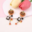 Wholesale Halloween Creative Fashion Oil Drop Funny Zircon Inlaid Pumpkin Skull Tassel Earrings Online now