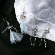 Wholesale Halloween Skeleton Human Skull Blue Mesh Earrings Online Hot Sale