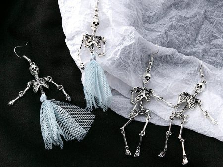 Wholesale Halloween Skeleton Human Skull Blue Mesh Earrings Online Hot Sale