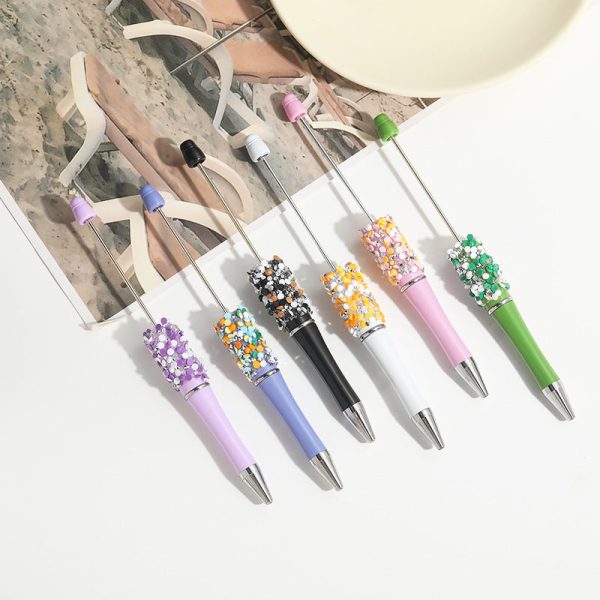 Wholesale 10pcs Beadable Pens Full of Diamonds DIY Handmade Diamond Ballpoint Pen Online Hot Sale