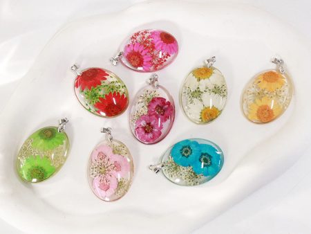 Wholesale 6pcs Resin Dried Flower Real Flower Pendant Necklace Earring Accessories For Discount