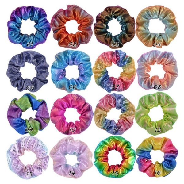 Wholesale 16-color Laser Gold-stamped Fabric Double-color Gradient Pig Intestine Hair Scrunchies Online now