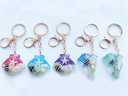 Wholesale 6pcs Luminous Shell Starfish Resin Keychain Hot on Sale