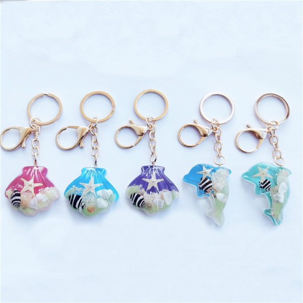 Wholesale 6pcs Luminous Shell Starfish Resin Keychain Hot on Sale