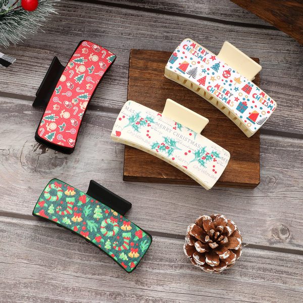 Wholesale Christmas Santa Claus Christmas Tree Leather Hair Clip on Sale