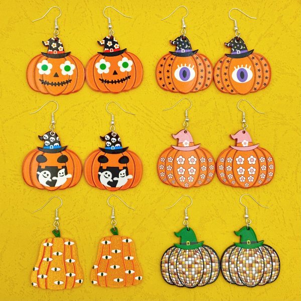 Wallesar Halloween Skull Ghost Eye Pumpkin Earrings For Discount