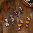 Wholesale Halloween Printed Colorful Pumpkin Skull Ghost Gift Creative Splicing Wooden Earrings Supply