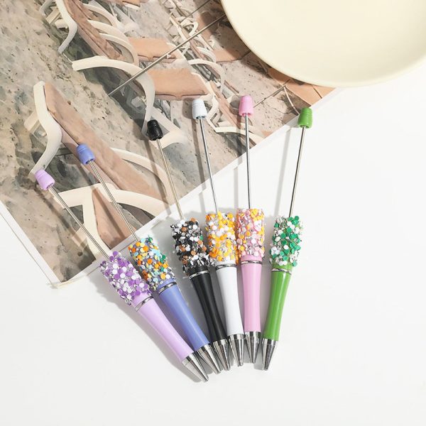 Wholesale 10pcs Beadable Pens Full of Diamonds DIY Handmade Diamond Ballpoint Pen Online Hot Sale