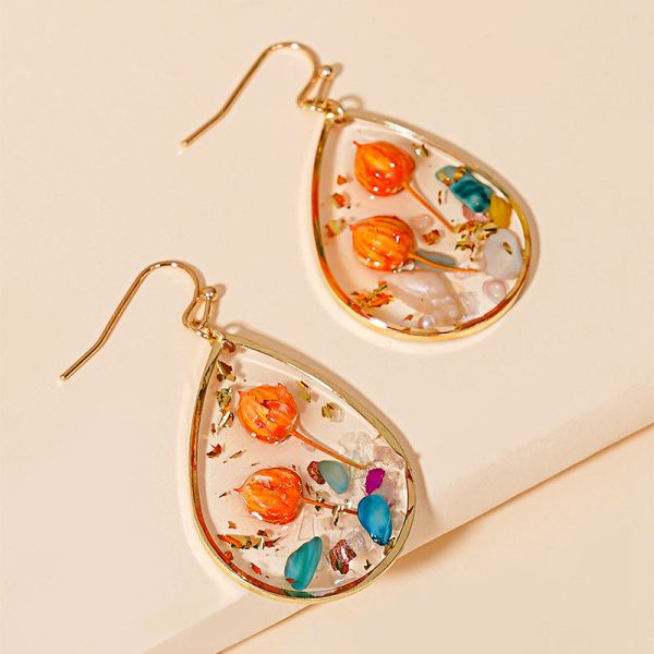 Wholesale Bud Teardrop-shaped Preserved Flower Earrings Online