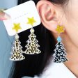 Wholesale Christmas Five-pointed Star Leopard Print Antler Snowflake Acrylic Earrings Online