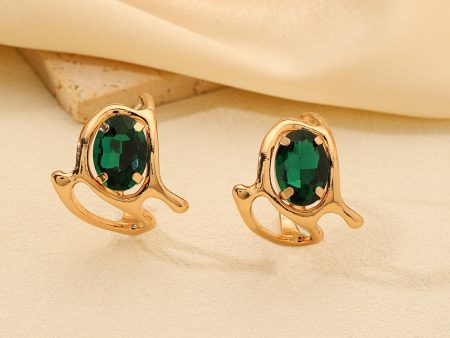 Wholesale Fashion Irregular Geometric Emerald C-shaped Earrings Online